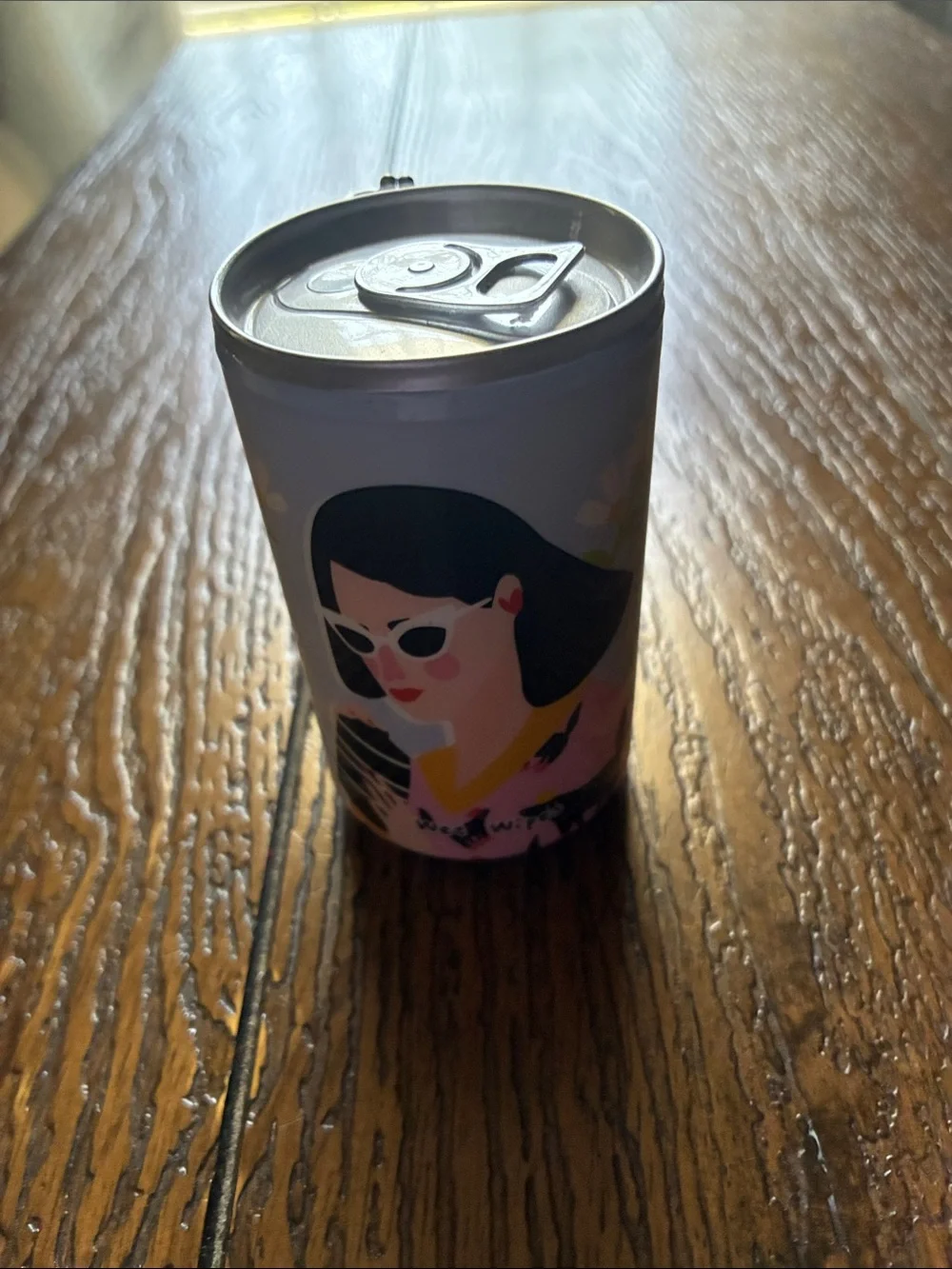 Illustrated Can Tumbler with Woman in Sunglasses - Pink & Black